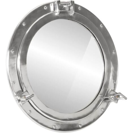 Miroir en forme de hublot mural Ø50 cm aluminium et verre vidaXL
