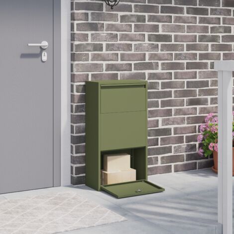 vidaXL Boîte de dépôt de colis Vert olive 44 x 22 x 82 cm Acier (1/5)