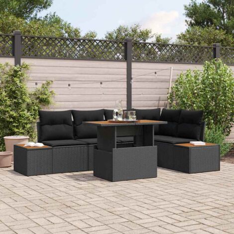 vidaXL Ensemble de canapé de jardin 6 pcs Noir Poly rotin (1/5)