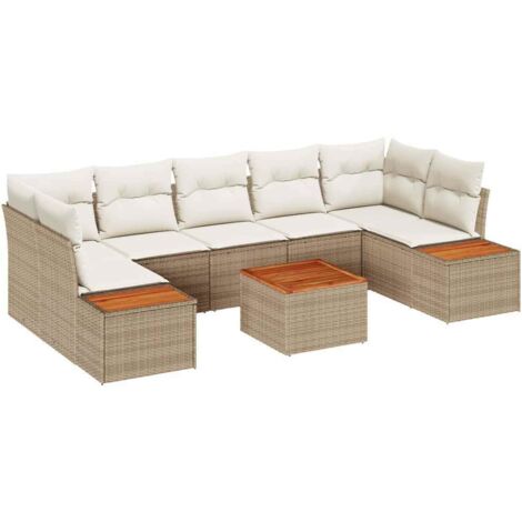 Ensemble de canapé de jardin 8 pcs Beige Poly rotin vidaXL (1/5)