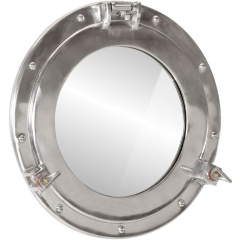 Miroir en forme de hublot mural Ø38 cm aluminium et verre vidaXL