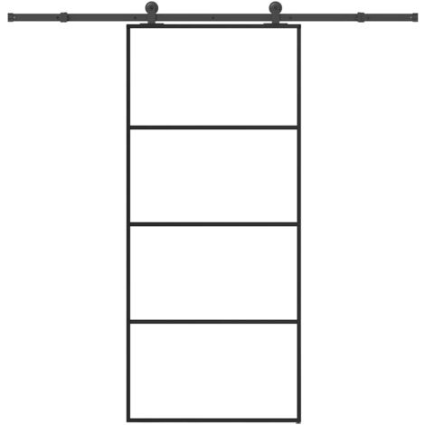 Porte coulissante avec kit de quincaillerie 90x205 cm Verre ESG vidaXL