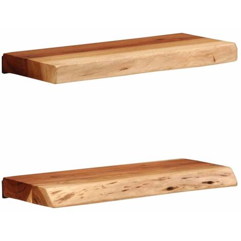 Étagères murales 2 pcs 40x20x3,5 cm bois massif d'acacia vidaXL (1/5)