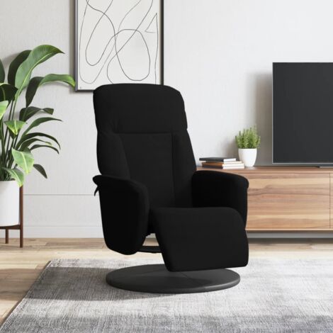Vidaxl – Fauteuil inclinable noir en velours – Repose-pieds ajustable – Pivotant 360° – Dimensions assise 71x91x105,5cm – Capacité 110kg