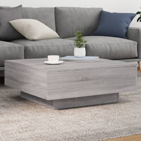 vidaXL Table basse avec lumières LED sonoma gris 80x80x31 cm (1/5)