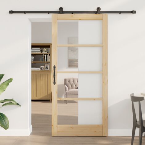 Porte Coulissante ORKDAL Marron 93 x 202 cm Bois et métal vidaXL