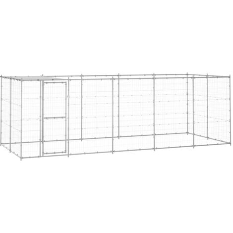 Chenil extérieur Acier galvanisé avec toit 12,1 m² vidaXL (1/5)