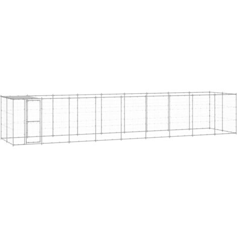 Chenil extérieur Acier galvanisé avec toit 21,78 m² vidaXL