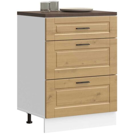 Vidaxl – Armoire de cuisine chêne artisanal bois d'ingénierie – Dimensions 60x46x81,5 cm – Avec pieds réglables – Grand espace de rangement