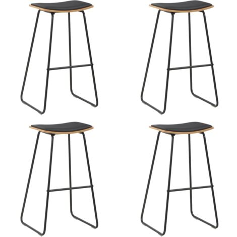 vidaXL Tabourets de bar lot de 4 noir similicuir (1/5)