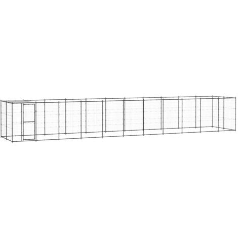 Chenil pour chien, Enclos pour chiens Extérieur Intérieur Acier avec toit 26,62 m2 vidaXL