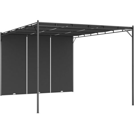 Vidaxl – Belvédère de jardin 4x3m avec rideau latéral – Structure en acier enduit de poudre – Toit ouvrant pour protection solaire (1/5)