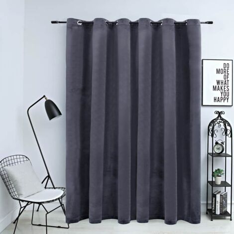 Rideau occultant et anneaux métal Velours Anthracite 290x245 cm vidaXL