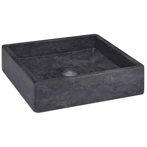 Vidaxl – Vasque à poser en marbre noir 40x40x10 cm – Épaisseur 3,5 cm – Diamètre trou de vidange 4,5 cm – Facile à nettoyer