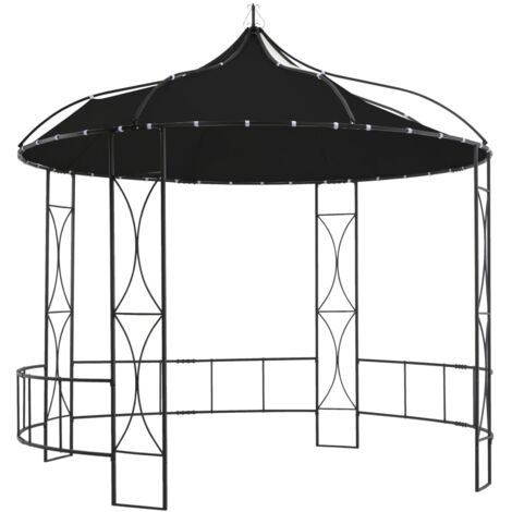 Vidaxl – Kiosque de jardin rond 300x290 cm – Tissu polyester 100% – Cadre fer enduit – Résistant aux UV et à l'eau – Hauteur 195 cm (1/6)
