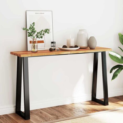 Vidaxl – Table console à live edge 140x40x80 cm – Bois d'acacia massif – Pieds en U en acier – Finition à l'huile – Bord naturel