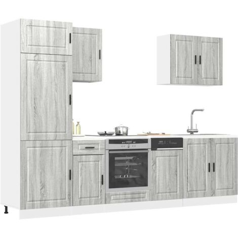 vidaXL Ensemble de 7 meubles de cuisine "Porto" en bois d'ingénierie Sonoma gris (1/5)