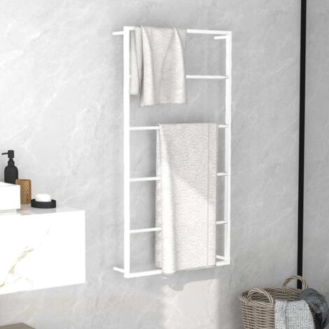 Vidaxl – Porte-serviette mural blanc 60x10x116 cm – Acier robuste – Support stable pour salle de bain – Assemblage requis - vidaXL59426