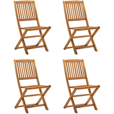 Vidaxl – Lot de 4 chaises pliables d'extérieur en bois d'acacia massif – Résistantes aux intempéries – Charge maximale 110 kg – Dimensions 48,5 x 57 x 91 cm