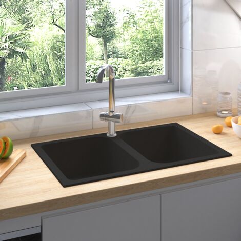 Évier de cuisine noir  760x480x184 mm en granit vidaXL