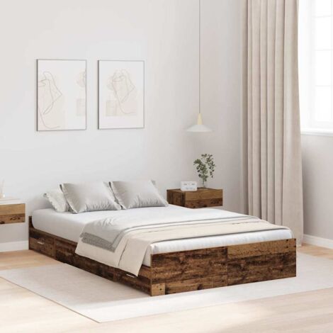 vidaXL Cadre de lit avec rangement Bois ancien 120 x 190 cm (1/5)