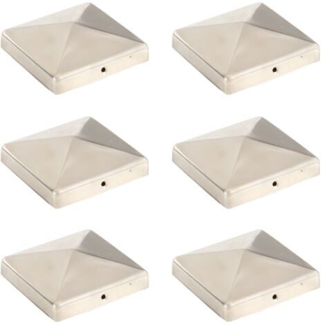 Bouchons de poteau de clôture pyramidaux 6 pcs Inox 101x101 mm vidaXL (1/5)
