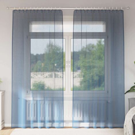 vidaXL Voile Curtains with Rod Pockets 2 pcs Royal Blue
