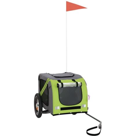 vidaXL Remorque de vélo pour animaux de compagnie vert et gris