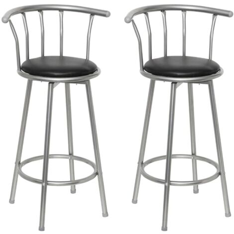 Vidaxl – Tabourets de bar 2 pcs – Hauteur d'assise 75 cm – Similicuir noir – Construction en acier robuste – Conception ergonomique pour confort (1/5)