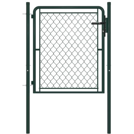 vidaXL Portail de jardin en acier vert 100x100 cm (1/4)