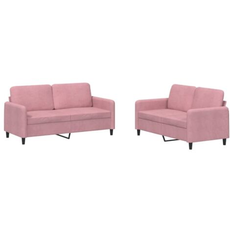 vidaXL Ensemble de canapés 2 pcs rose velours (1/5)