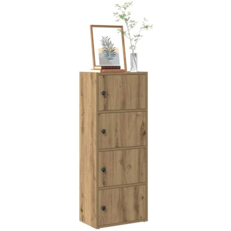 Vidaxl – Bibliothèque chêne artisanal 40x24x102 cm – Bois d'ingénierie durable – Plusieurs étagères avec portes – Installation flexible