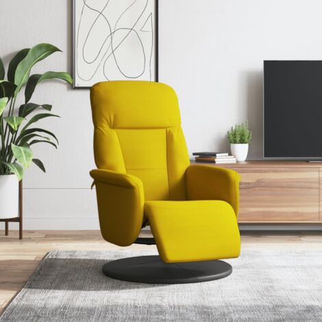 Vidaxl – Fauteuil inclinable jaune velours – Repose-pied et dossier inclinable – Pivotant 360° – Confort optimal pour espaces de détente