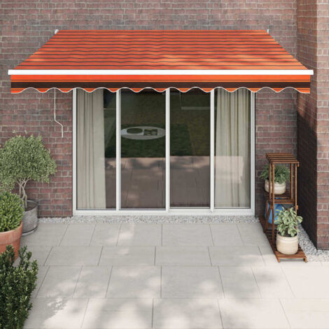 Auvent rétractable orange et marron 3,5x2,5m tissu et aluminium vidaXL
