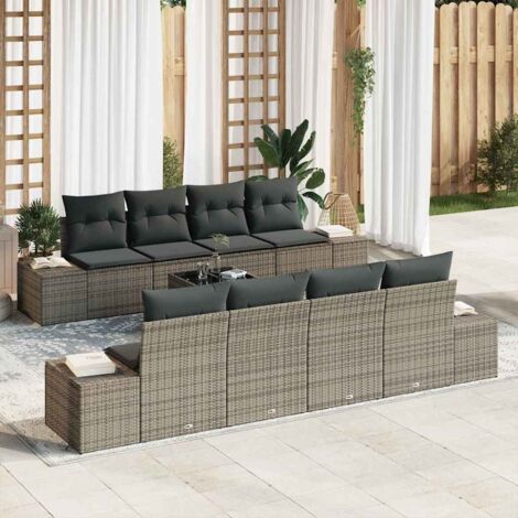 vidaXL Ensemble de canapé de jardin avec coussin 7 pcs Gris polyrotin (1/5)