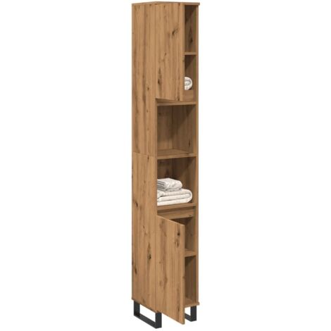 Vidaxl – Armoire murale de salle de bain chêne artisanal 30x30x190 cm – Bois d'ingénierie résistant à l'humidité – Fixation murale incluse (1/5)