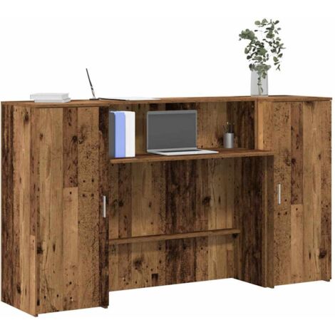 Vidaxl – Bureau de réception vieux bois 180x50x103,5cm – Bois d'ingénierie résistant à l'humidité – Grand espace de rangement intégré – Pour bureaux et halls (1/5)