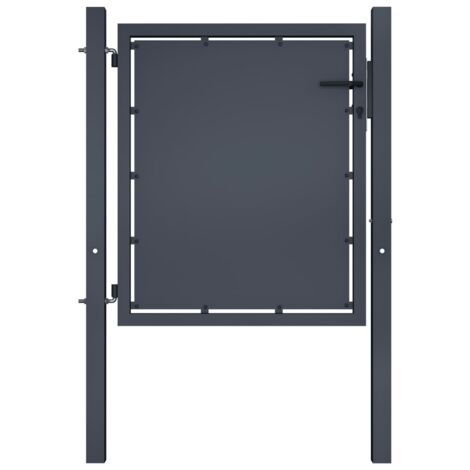 Vidaxl – Portail en acier anthracite 100x100 cm – Structure étanche pour sécurité et intimité – Installation facile avec poteaux et charnières robustes