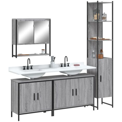 vidaXL 4 Piece Bathroom Furniture Set Grey Sonoma Engineered Wood (1/5)