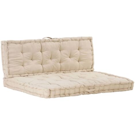 Vidaxl – Coussins de sol pour palette 2 pcs en coton beige – Rembourrage épais pour confort – Design universel pour extérieur