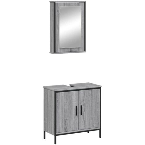 vidaXL 2 Piece Bathroom Furniture Set Grey Sonoma Engineered Wood (1/5)