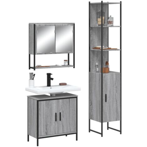 vidaXL Ensemble de meubles de salle de bain 3 pcs Sonoma gris (1/5)