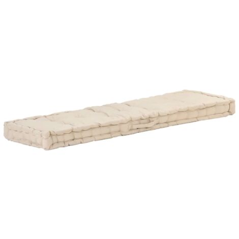 Vidaxl – Coussin de plancher de palette en coton 120x40x7 cm – Beige – Doux et confortable – Avec bord smock et poignée