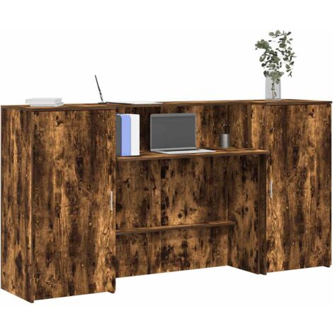 vidaXL Bureau de réception chêne fumé 200x50x103,5cm bois d'ingénierie