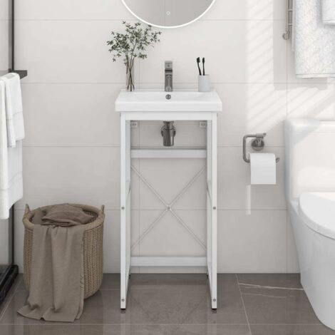 Cadre de lavabo de salle de bain Blanc 40x38x83 cm Fer vidaXL