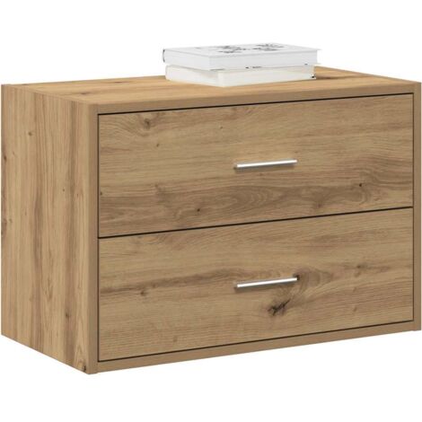 Vidaxl – Commode chêne artisanal 60x31x40 cm – 2 tiroirs 5 kg chacun – Bois d'ingénierie résistant à l'humidité – Pour rangement salon, chambre