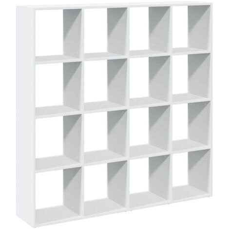 Vidaxl – Bibliothèque blanche 137,5x29x137,5 cm – Bois d'ingénierie – 16 compartiments ouverts – Résistante à l'humidité – Facile à entretenir