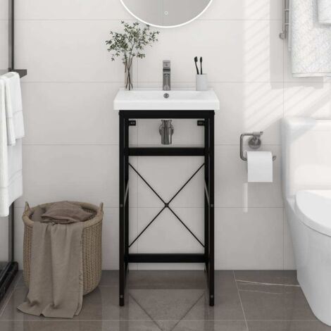 Cadre de lavabo de salle de bain Noir 40x38x83 cm Fer vidaXL