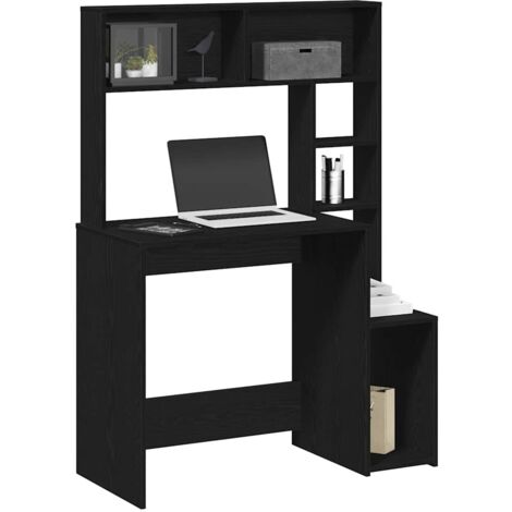 vidaXL Bureau avec étagères noir 100x45x140 cm bois d'ingénierie (1/5)