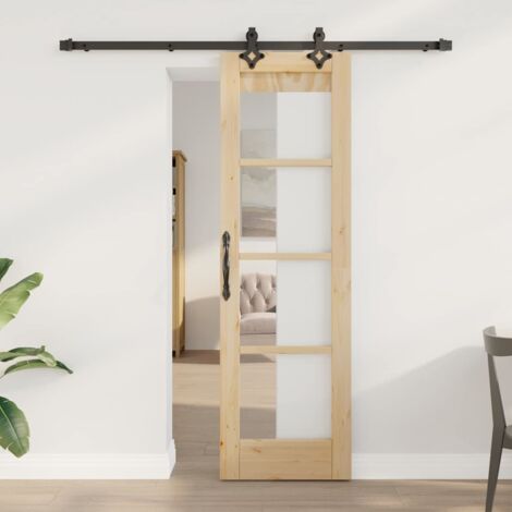 vidaXL Porte Coulissante ORKDAL Marron 61 x 198.5 cm Bois et métal